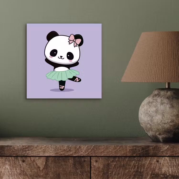 Aluminium schilderij - Panda - Paars - Sierlijk - Kawaii — 3