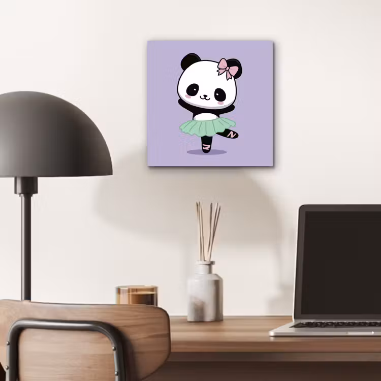 Aluminium schilderij - Panda - Paars - Sierlijk - Kawaii — 6