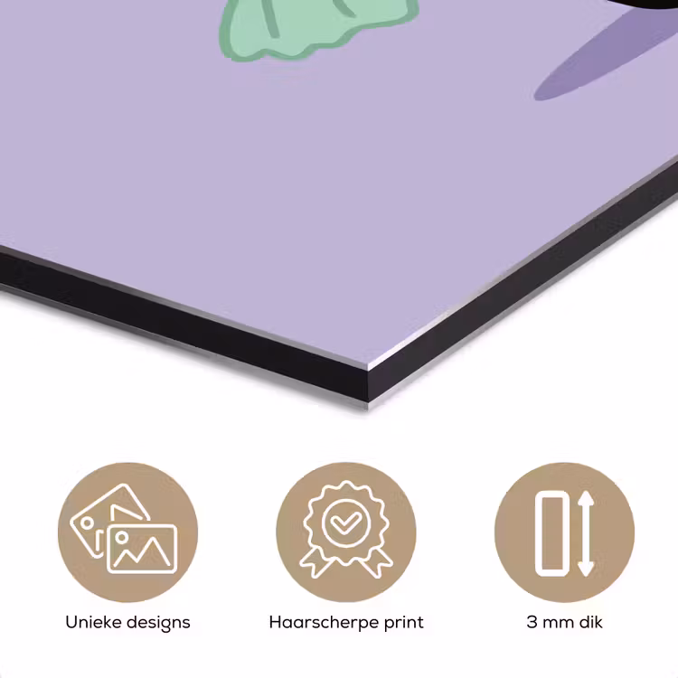 Aluminium schilderij - Panda - Paars - Sierlijk - Kawaii — 7