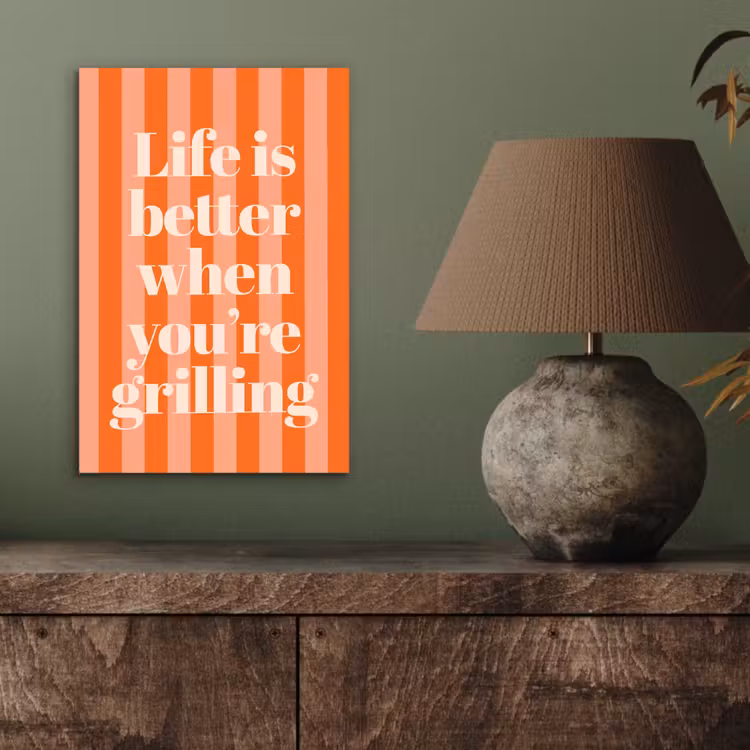 Aluminium schilderij - Tekst - Gestreept - Oranje - Zomer — 3