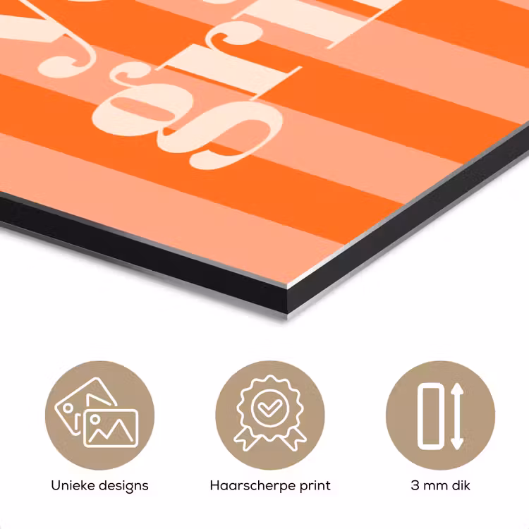 Aluminium schilderij - Tekst - Gestreept - Oranje - Zomer — 7