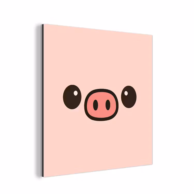 Aluminium schilderij - Varken - Roze - Minimalistisch — 1