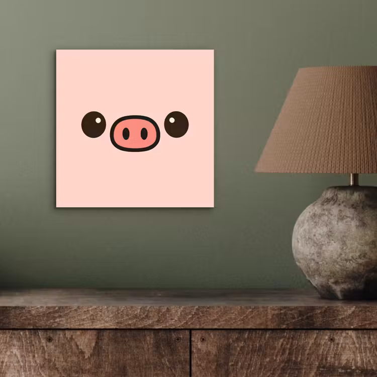 Aluminium schilderij - Varken - Roze - Minimalistisch — 3