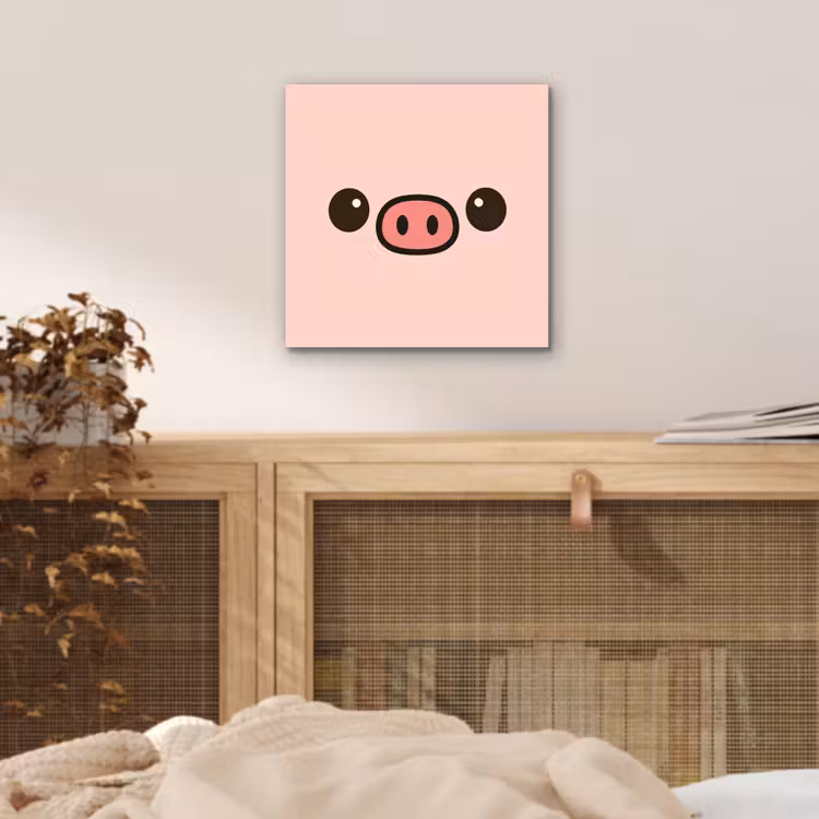 Aluminium schilderij - Varken - Roze - Minimalistisch — 4
