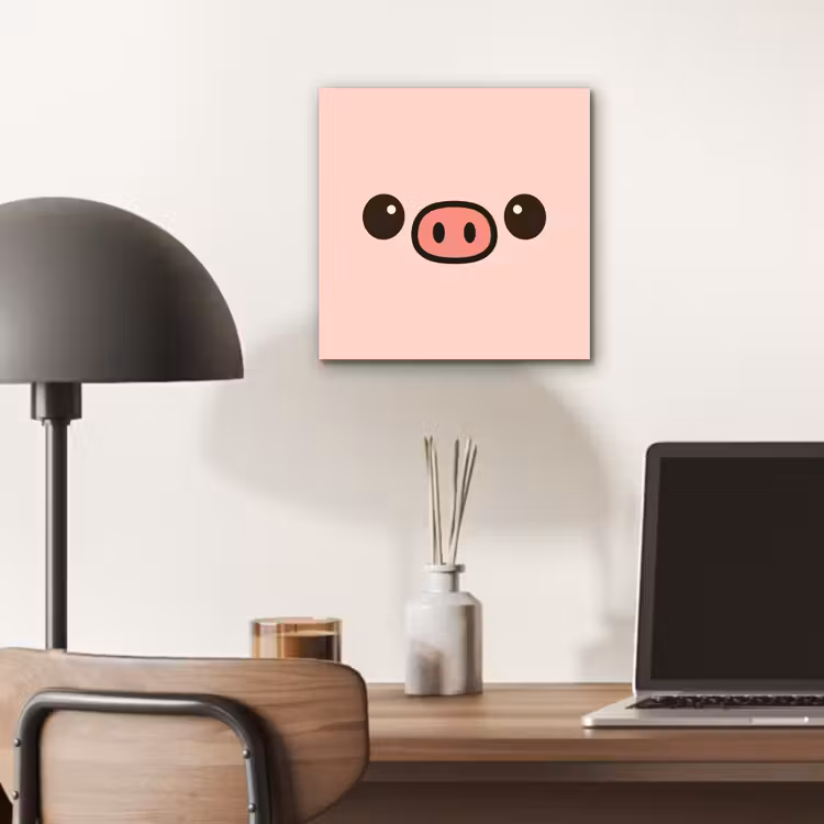 Aluminium schilderij - Varken - Roze - Minimalistisch — 6