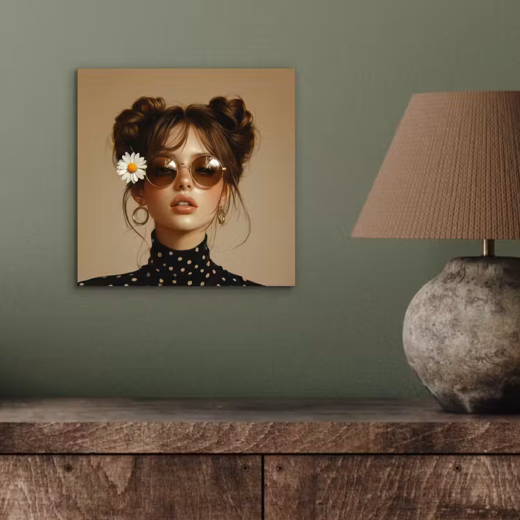 Aluminium schilderij - Vrouw - Beige - Bloem - Modern - Portret — 3