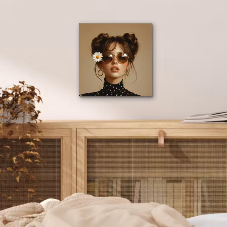 Aluminium schilderij - Vrouw - Beige - Bloem - Modern - Portret — 4