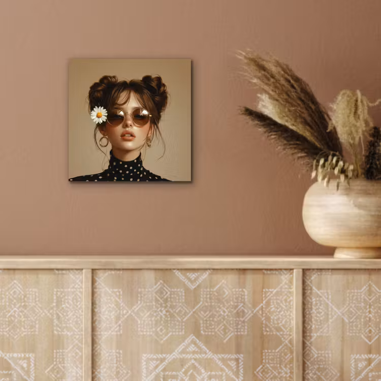 Aluminium schilderij - Vrouw - Beige - Bloem - Modern - Portret — 5