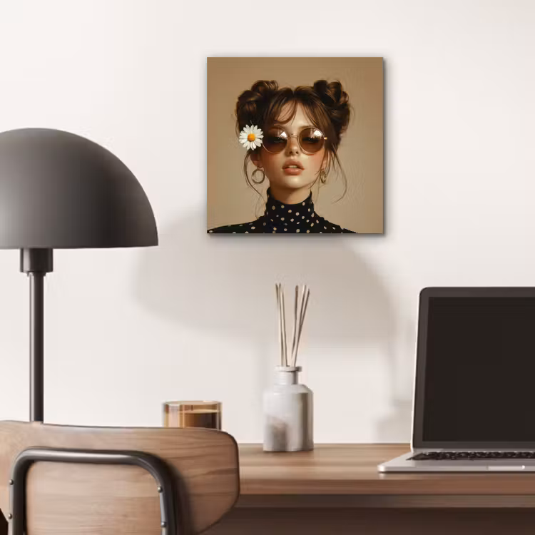 Aluminium schilderij - Vrouw - Beige - Bloem - Modern - Portret — 6