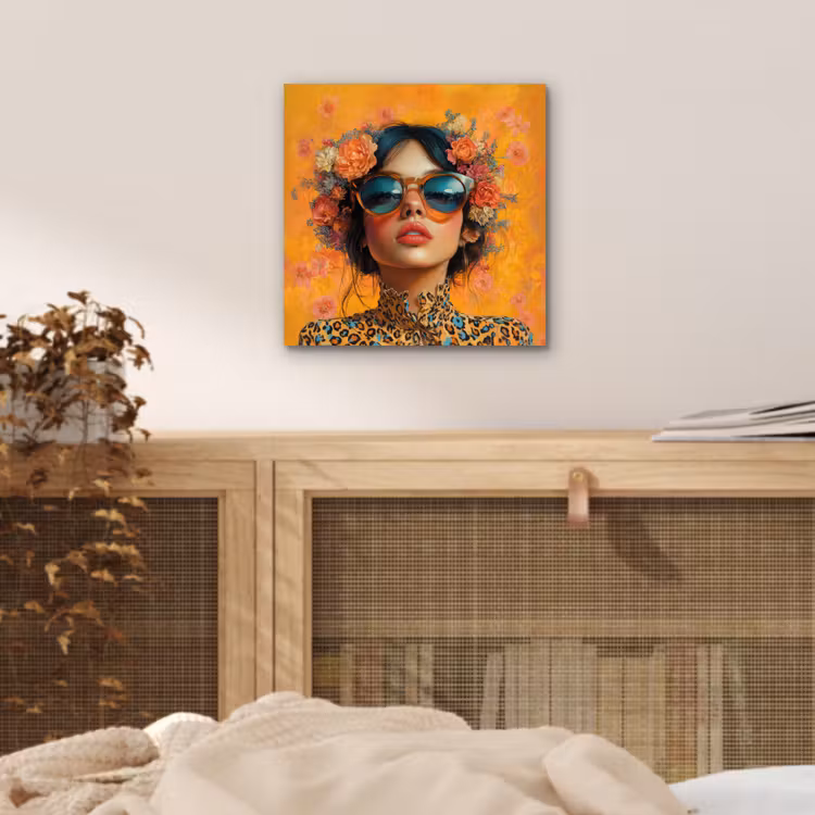 Aluminium schilderij - Vrouw - Bloemen - Aesthetic - Oranje — 4