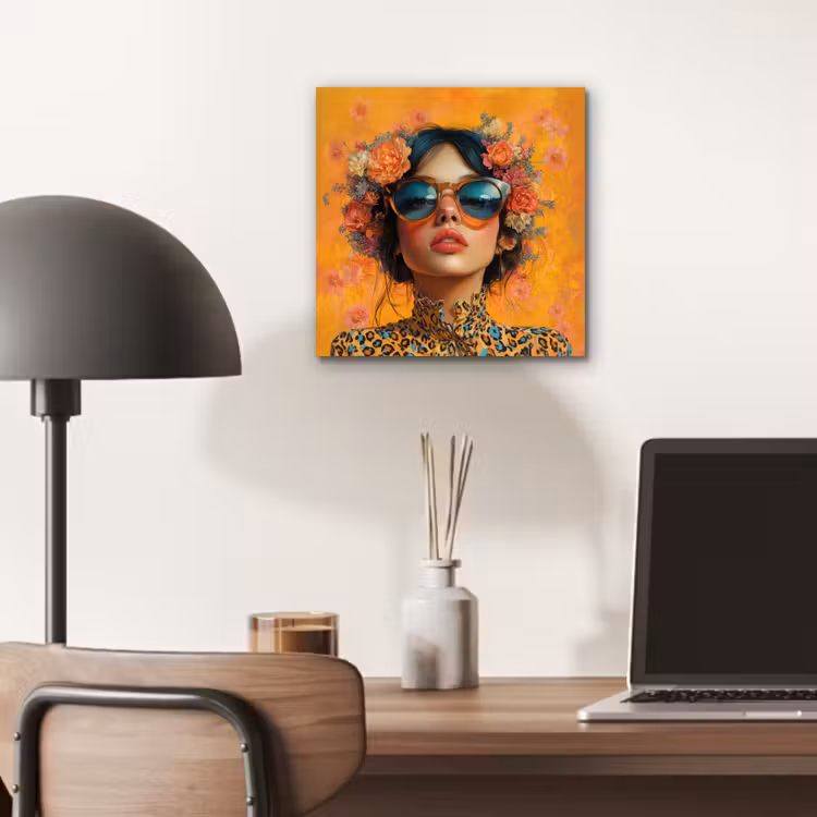 Aluminium schilderij - Vrouw - Bloemen - Aesthetic - Oranje — 6