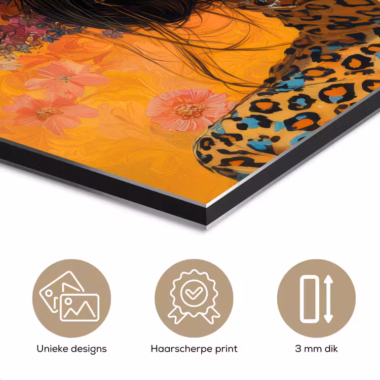 Aluminium schilderij - Vrouw - Bloemen - Aesthetic - Oranje — 7