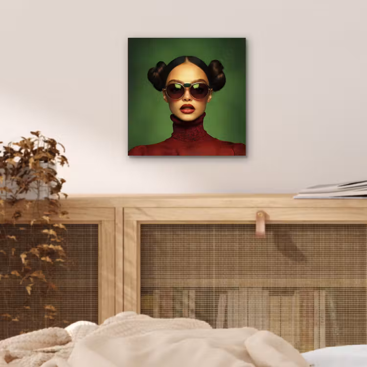 Aluminium schilderij - Vrouw - Groen - Bril - Aesthetic - Modern — 4