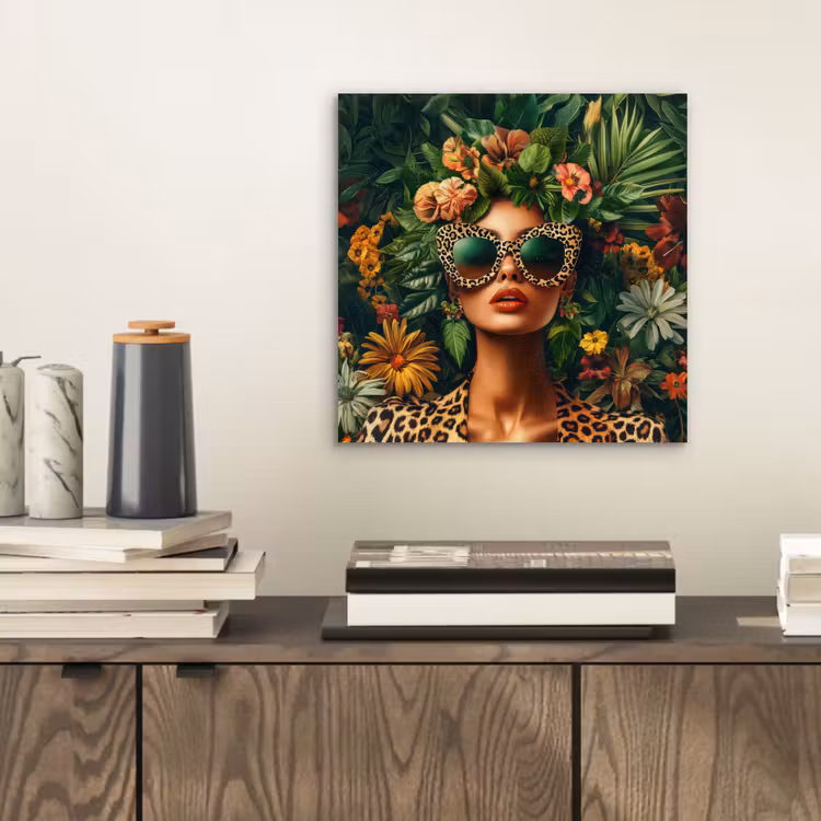 Aluminium schilderij - Vrouw - Panterprint - Jungle - Natuur - Luxe — 2