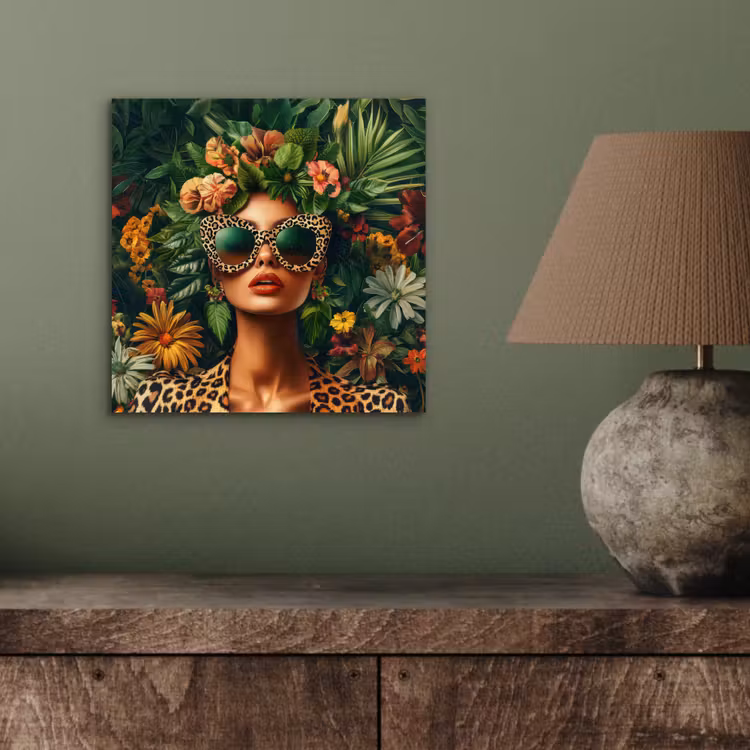 Aluminium schilderij - Vrouw - Panterprint - Jungle - Natuur - Luxe — 3