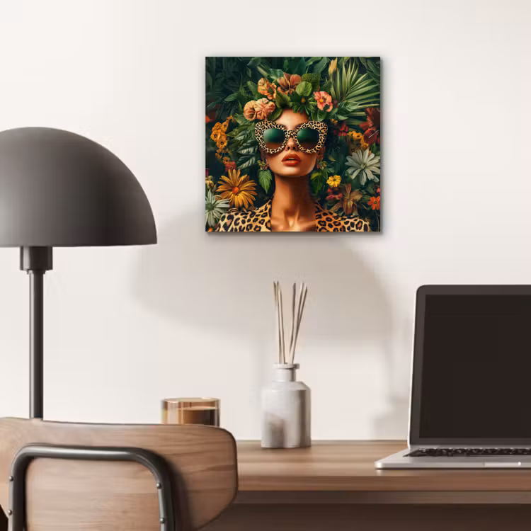 Aluminium schilderij - Vrouw - Panterprint - Jungle - Natuur - Luxe — 6