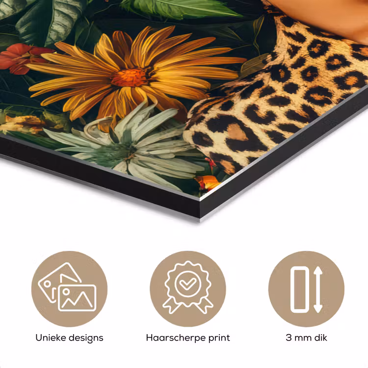 Aluminium schilderij - Vrouw - Panterprint - Jungle - Natuur - Luxe — 7