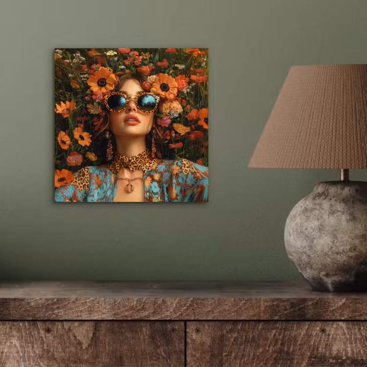 Aluminium schilderij - Vrouwen - Bloemen - Modern - Bril - Abstract — 3