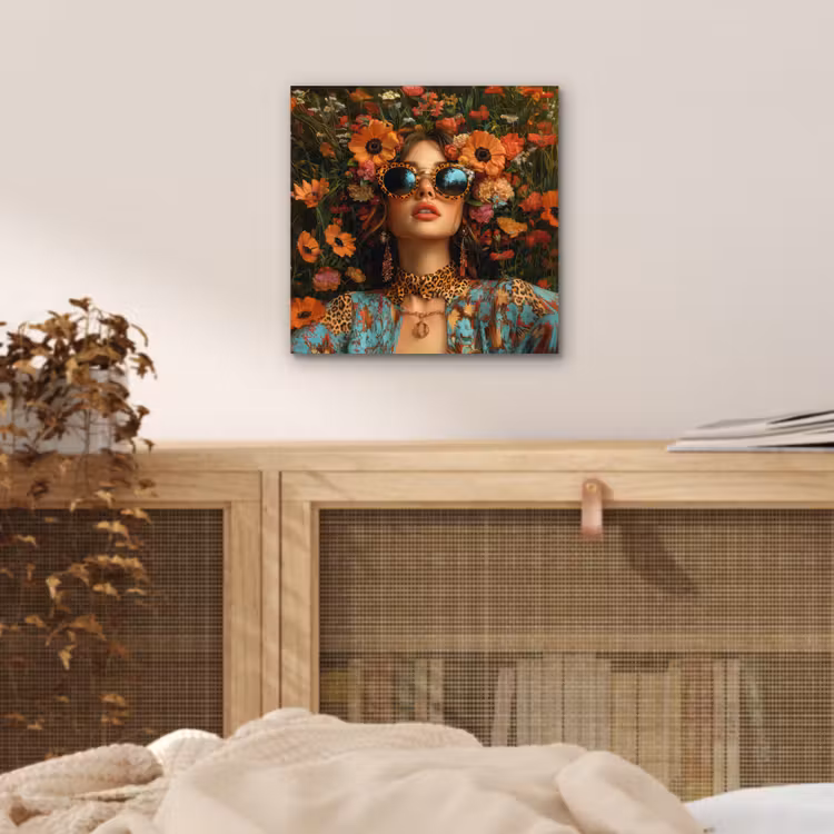 Aluminium schilderij - Vrouwen - Bloemen - Modern - Bril - Abstract — 4