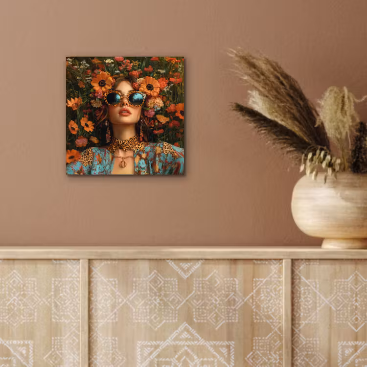 Aluminium schilderij - Vrouwen - Bloemen - Modern - Bril - Abstract — 5