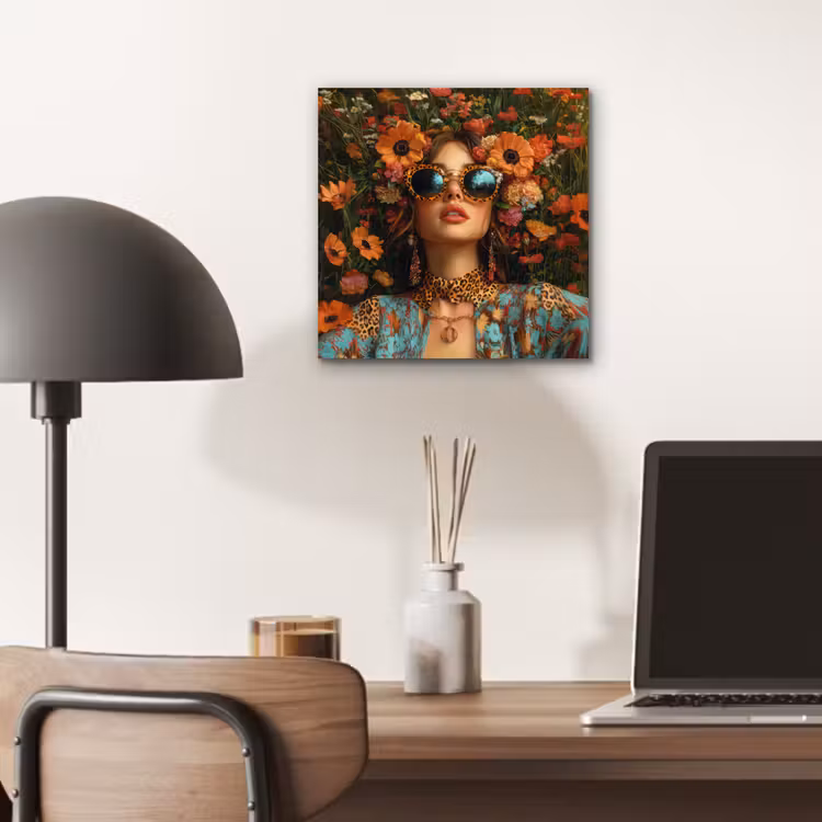 Aluminium schilderij - Vrouwen - Bloemen - Modern - Bril - Abstract — 6