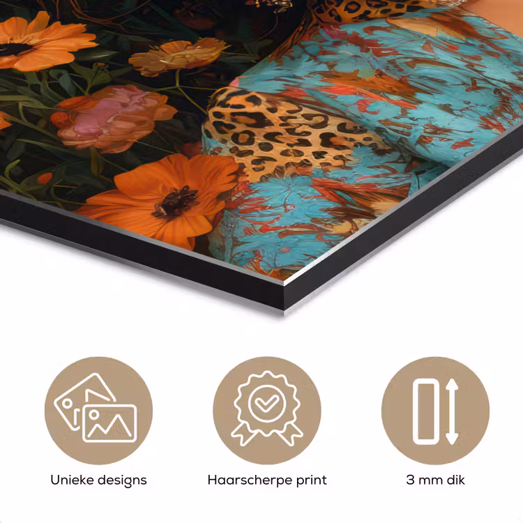 Aluminium schilderij - Vrouwen - Bloemen - Modern - Bril - Abstract — 7