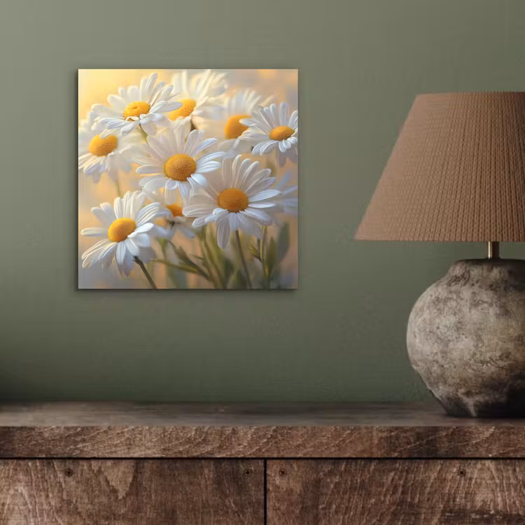 Aluminium schilderij - Madeliefjes - Wit - Zonlicht — 3