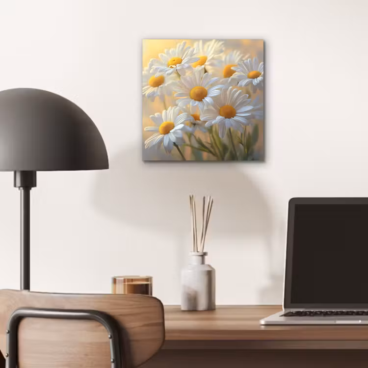 Aluminium schilderij - Madeliefjes - Wit - Zonlicht — 6
