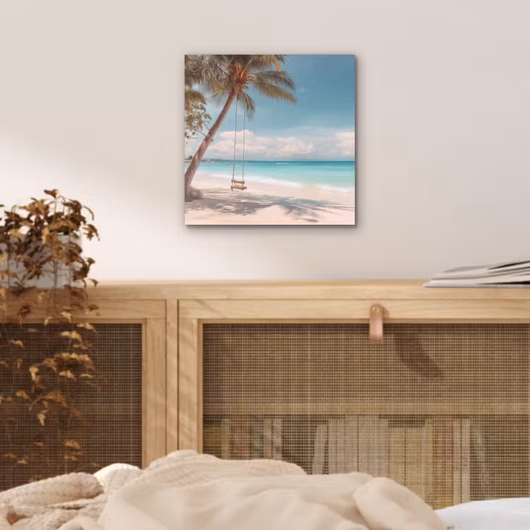 Aluminium schilderij - Palmboom - Schommel - Strand - Lucht — 4