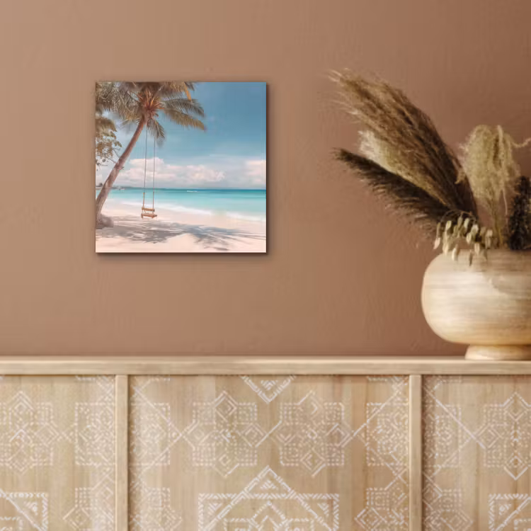 Aluminium schilderij - Palmboom - Schommel - Strand - Lucht — 5