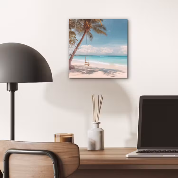 Aluminium schilderij - Palmboom - Schommel - Strand - Lucht — 6