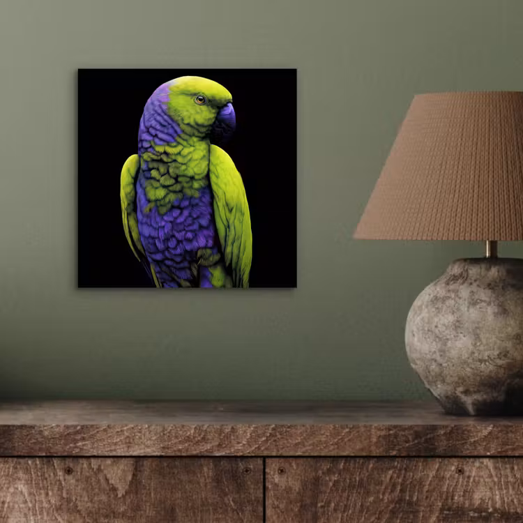 Aluminium schilderij - Papegaai - Veren - Opvallend - Groen — 3