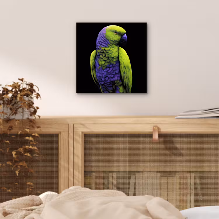 Aluminium schilderij - Papegaai - Veren - Opvallend - Groen — 4