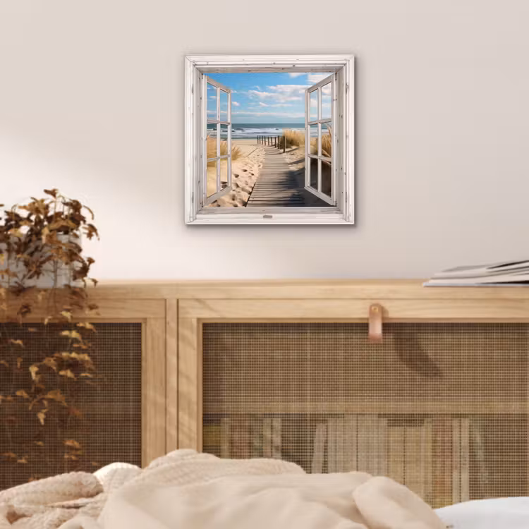 Aluminium schilderij - Raam - Zee - Kust - Natuur - Doorkijk - Strand - Waddenzee — 4