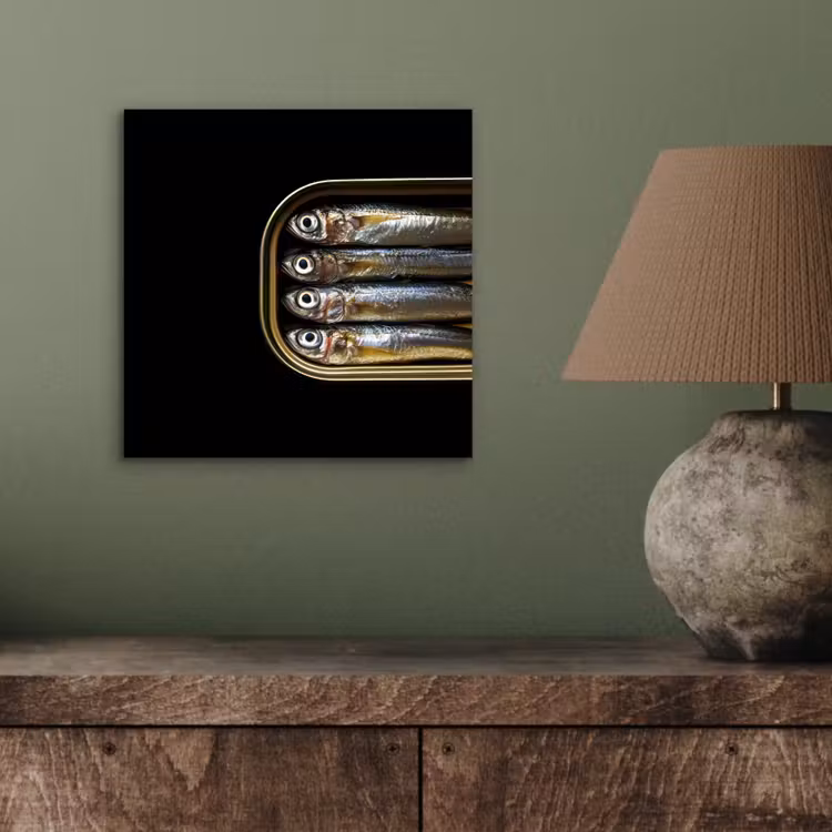 Aluminium schilderij - Sardines - Blik - Zwart - Vissen — 3