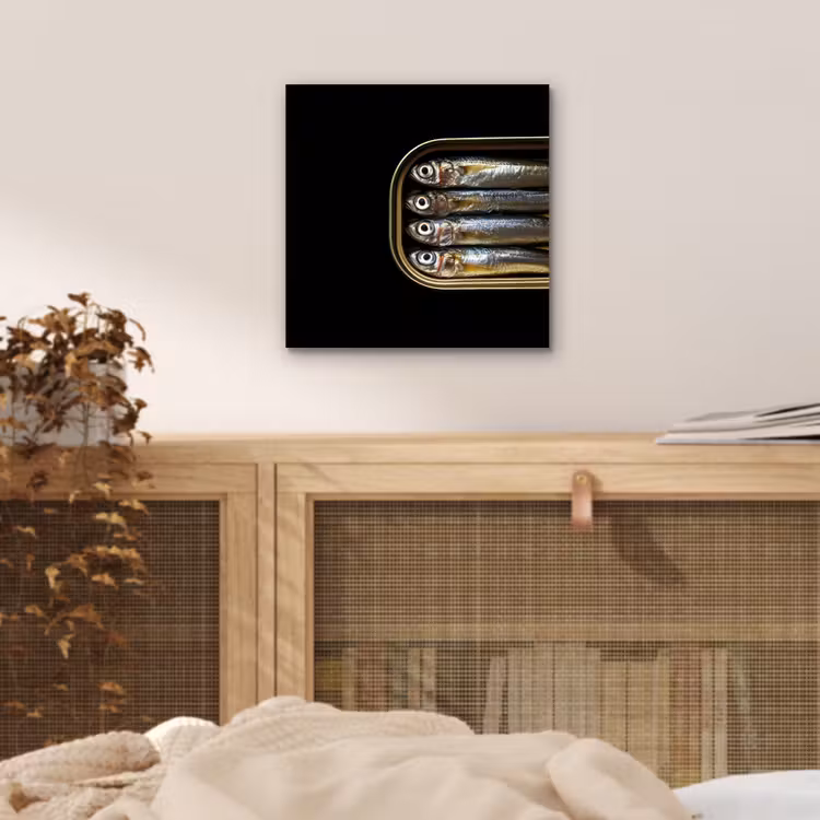 Aluminium schilderij - Sardines - Blik - Zwart - Vissen — 4