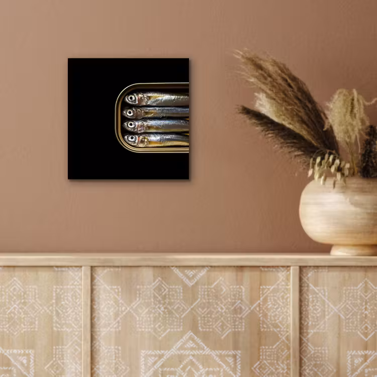 Aluminium schilderij - Sardines - Blik - Zwart - Vissen — 5