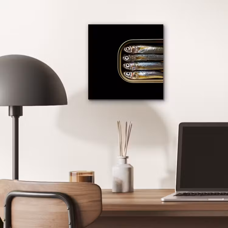 Aluminium schilderij - Sardines - Blik - Zwart - Vissen — 6