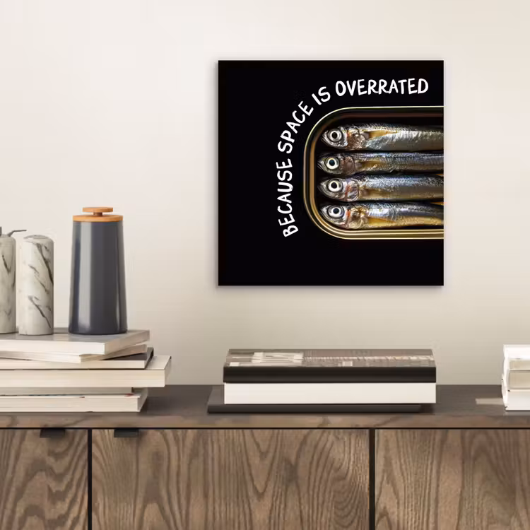 Aluminium schilderij - Sardines - Tekst - Vis - Blik — 2