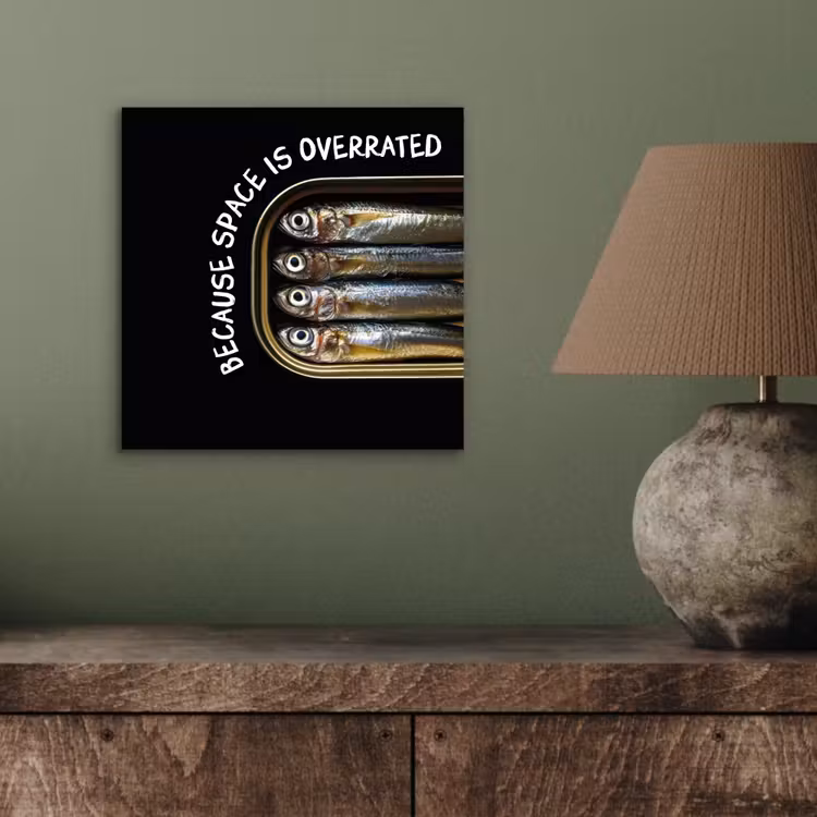 Aluminium schilderij - Sardines - Tekst - Vis - Blik — 3