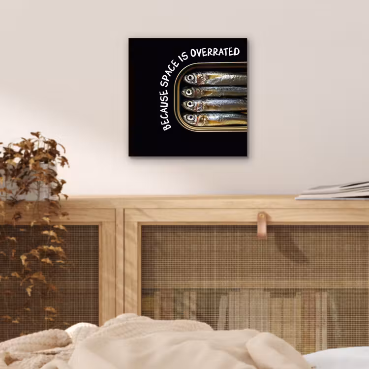 Aluminium schilderij - Sardines - Tekst - Vis - Blik — 4