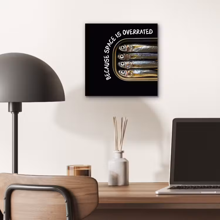 Aluminium schilderij - Sardines - Tekst - Vis - Blik — 6