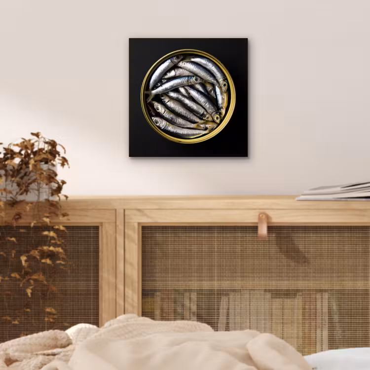 Aluminium schilderij - Sardines - Vissen - Rond - Zwart — 4