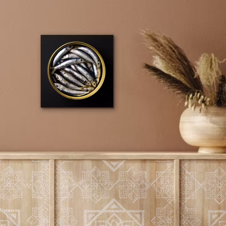 Aluminium schilderij - Sardines - Vissen - Rond - Zwart — 5