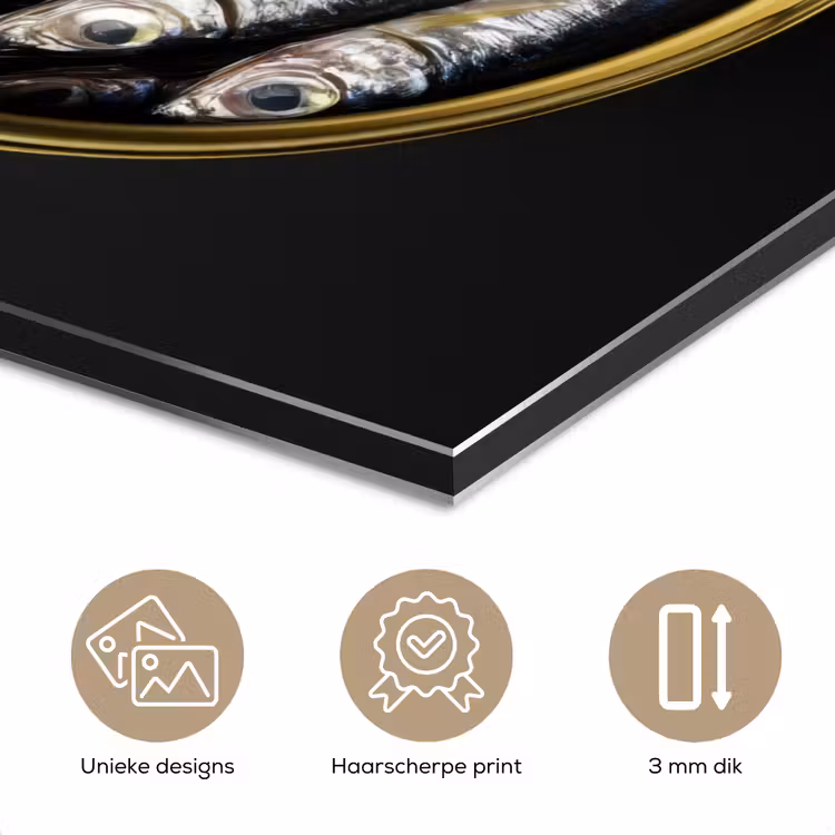Aluminium schilderij - Sardines - Vissen - Rond - Zwart — 7