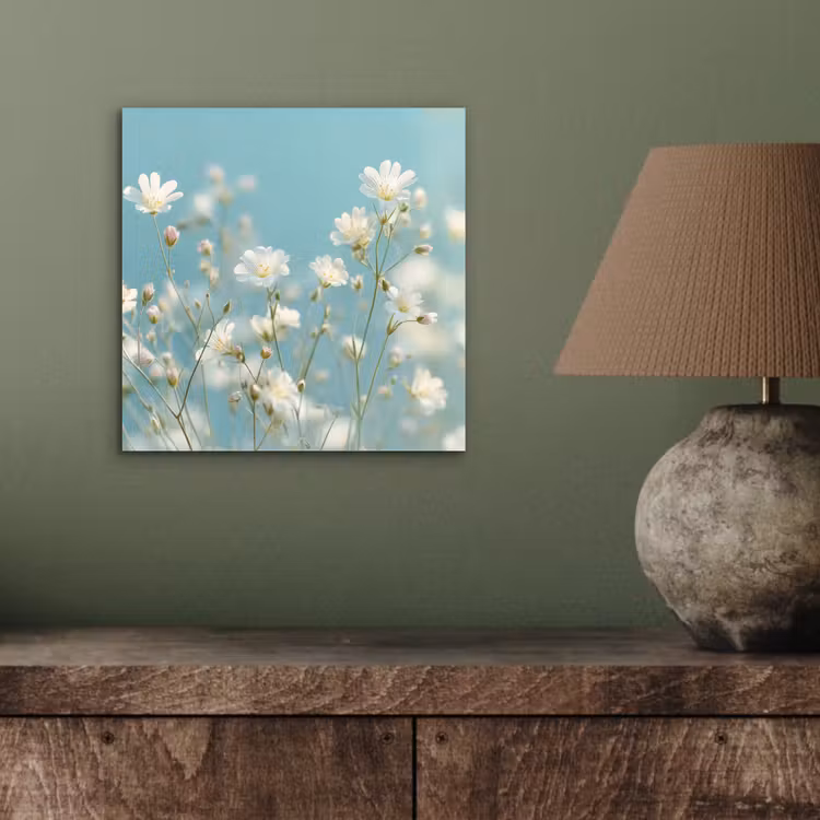 Aluminium schilderij - Stengels - Bloemen - Lucht - Wit — 3