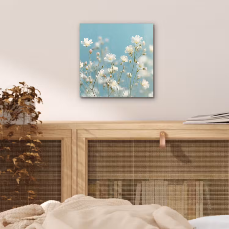 Aluminium schilderij - Stengels - Bloemen - Lucht - Wit — 4