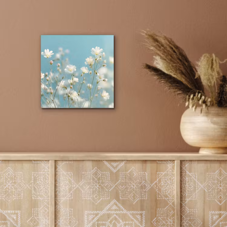 Aluminium schilderij - Stengels - Bloemen - Lucht - Wit — 5
