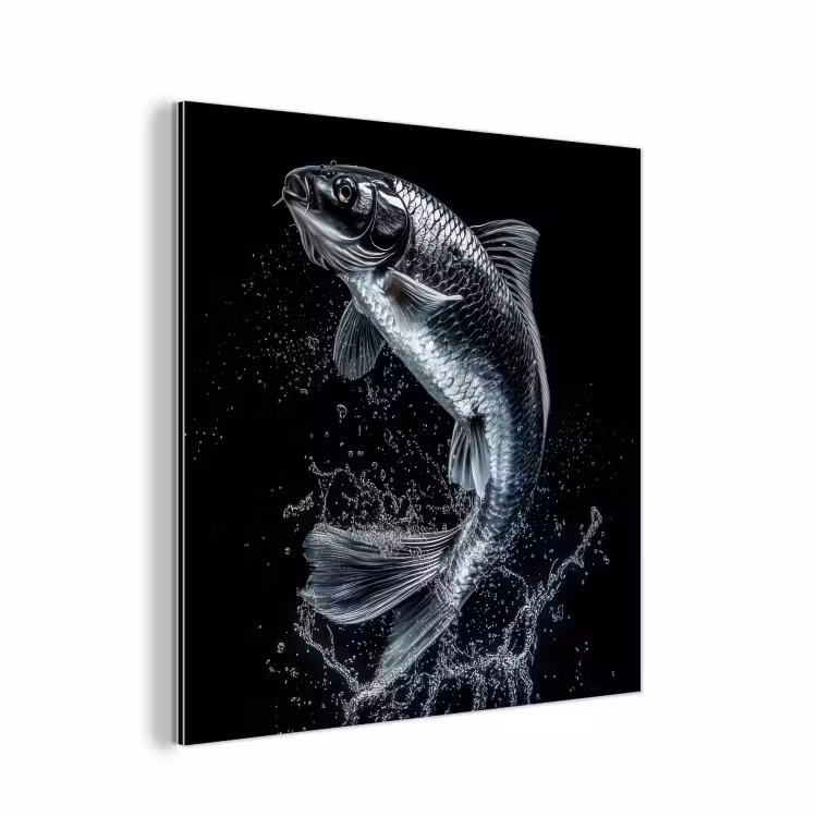 Aluminium schilderij - Vis - Koi - Zwart - Water — 1