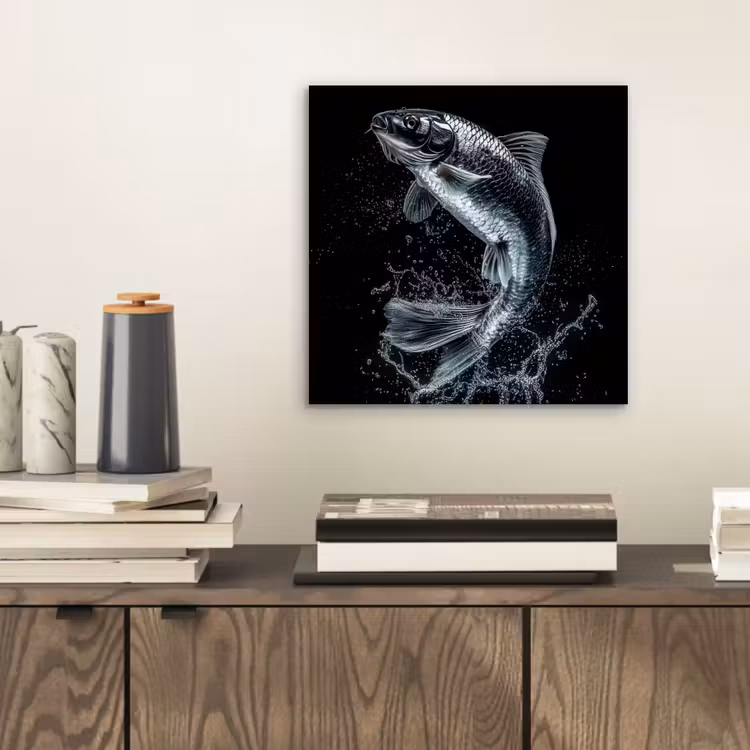 Aluminium schilderij - Vis - Koi - Zwart - Water — 2
